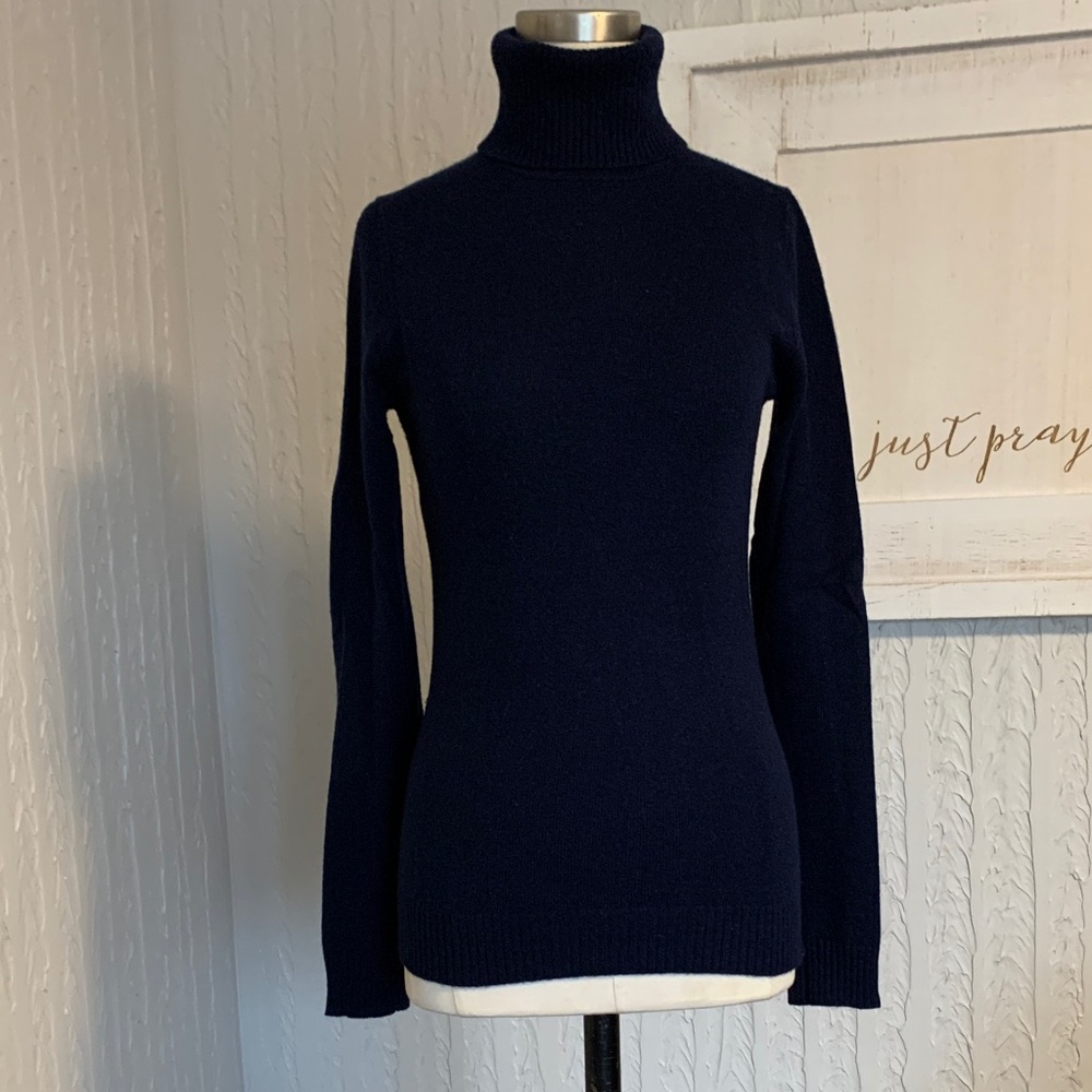 JCrew cashmere turtleneck sweater navy